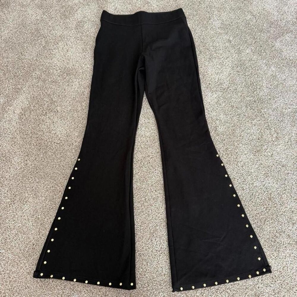 Slim Factor Black Studded Flare Pants Y2K Bell Bottoms High Waisted Small